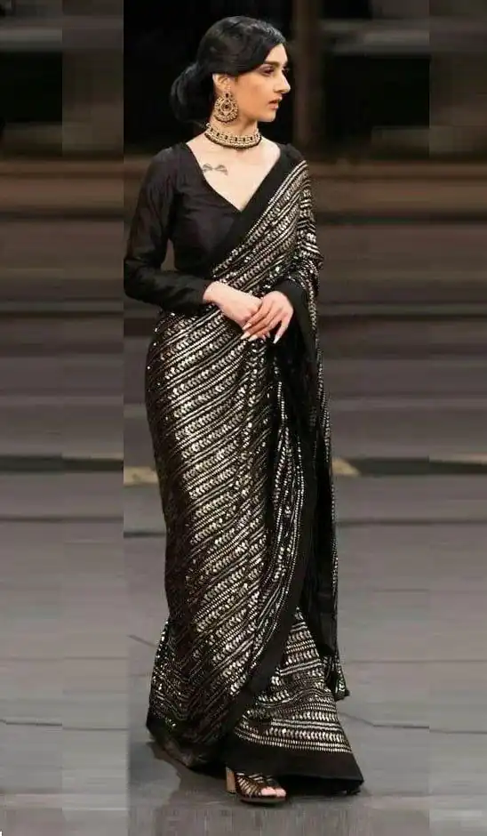 Black Georgette With Sequence All Over Saree | Sarees, Bollywood Sarees, Creative Sarees, Designer Sarees, Embroidered Sarees, Ethnic Saree, Modern Digital sarees, Party Wear Sarees