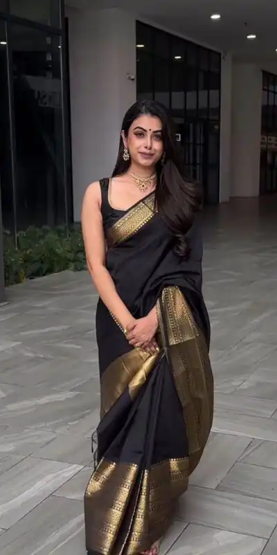 Black Jacquard Saree | Sarees, Bollywood Sarees, Creative Sarees, Designer Sarees, Embroidered Sarees, Ethnic Saree, Modern Digital sarees, Party Wear Sarees