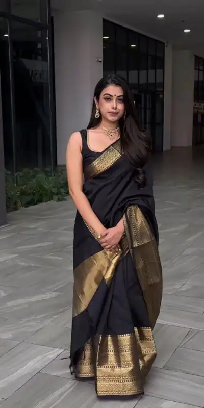 Black Jacquard Saree | Sarees, Bollywood Sarees, Creative Sarees, Designer Sarees, Embroidered Sarees, Ethnic Saree, Modern Digital sarees, Party Wear Sarees