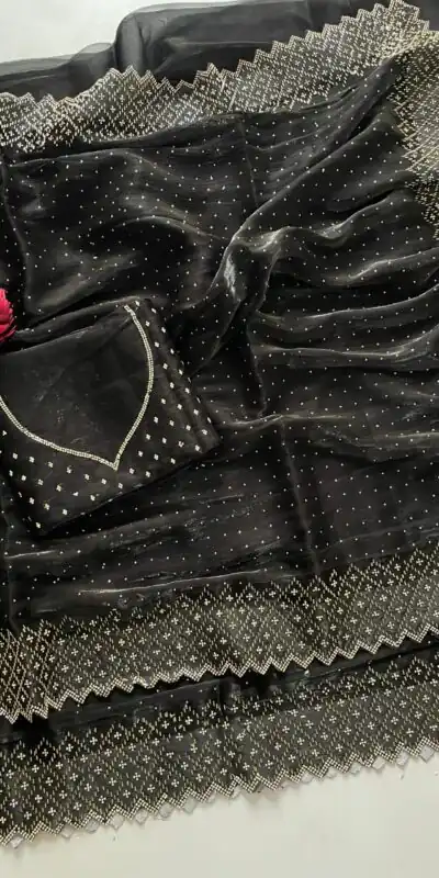Black Jimmy Choo Diamond Saree | Sarees, Bollywood Sarees, Creative Sarees, Designer Sarees, Embroidered Sarees, Ethnic Saree, Modern Digital sarees, Party Wear Sarees