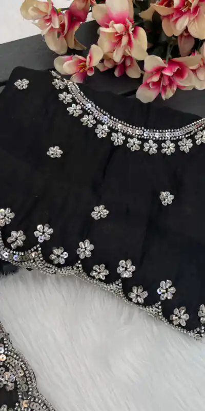 Black Jimmy Chou Silk Embroidery Work Saree | Sarees, Bollywood Sarees, Creative Sarees, Designer Sarees, Embroidered Sarees, Ethnic Saree, Modern Digital sarees, Party Wear Sarees
