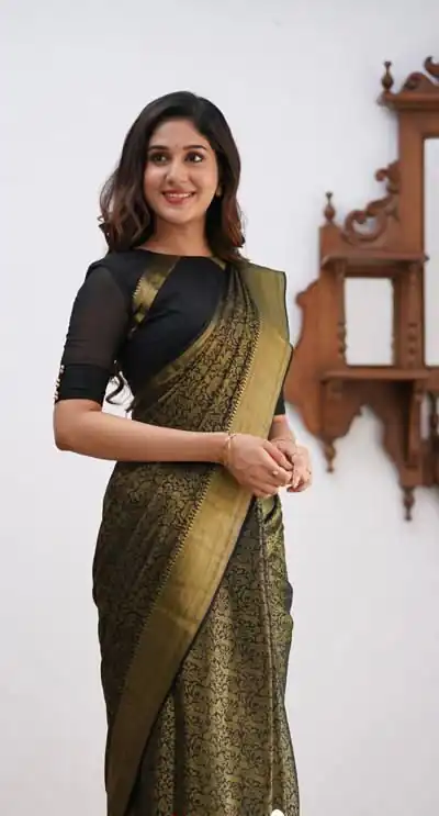 Black Lichi Silk Border Jacquard Work Saree | Sarees, Bollywood Sarees, Creative Sarees, Designer Sarees, Embroidered Sarees, Ethnic Saree, Modern Digital sarees, Party Wear Sarees