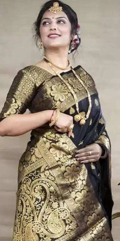 Black Lichi Silk Border Work Saree | Sarees, Bollywood Sarees, Creative Sarees, Designer Sarees, Embroidered Sarees, Ethnic Saree, Modern Digital sarees, Party Wear Sarees
