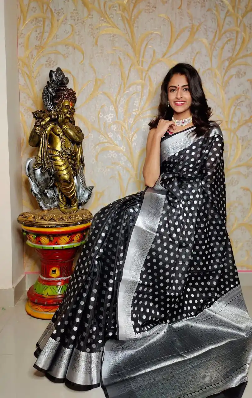 black Litchi Silk Pallu & Jacquard Work Saree | Sarees, Bollywood Sarees, Creative Sarees, Designer Sarees, Embroidered Sarees, Ethnic Saree, Modern Digital sarees, Party Wear Sarees