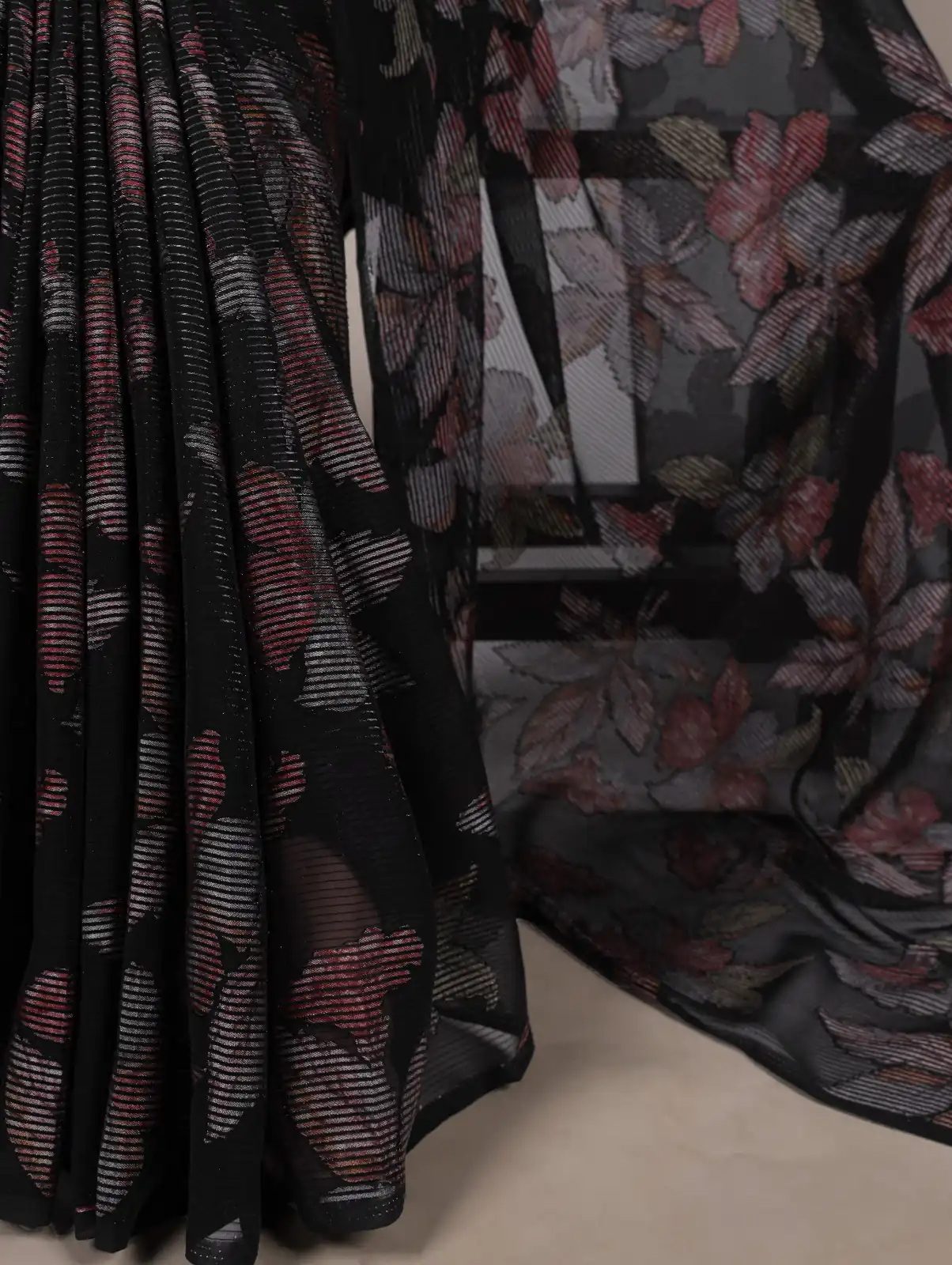 Black Lurex Floral Viscose Saree | Sarees, Bollywood Sarees, Creative Sarees, Designer Sarees, Embroidered Sarees, Ethnic Saree, Modern Digital sarees, Party Wear Sarees