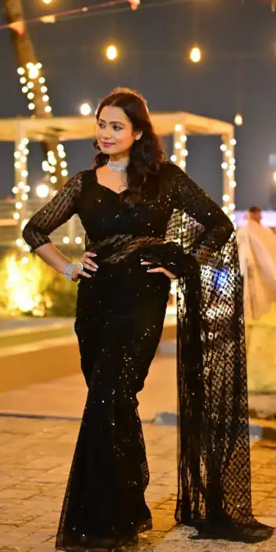 Black Nylon Net Sequence Thread Work Saree | Sarees, Bollywood Sarees, Creative Sarees, Designer Sarees, Embroidered Sarees, Ethnic Saree, Modern Digital sarees, Party Wear Sarees