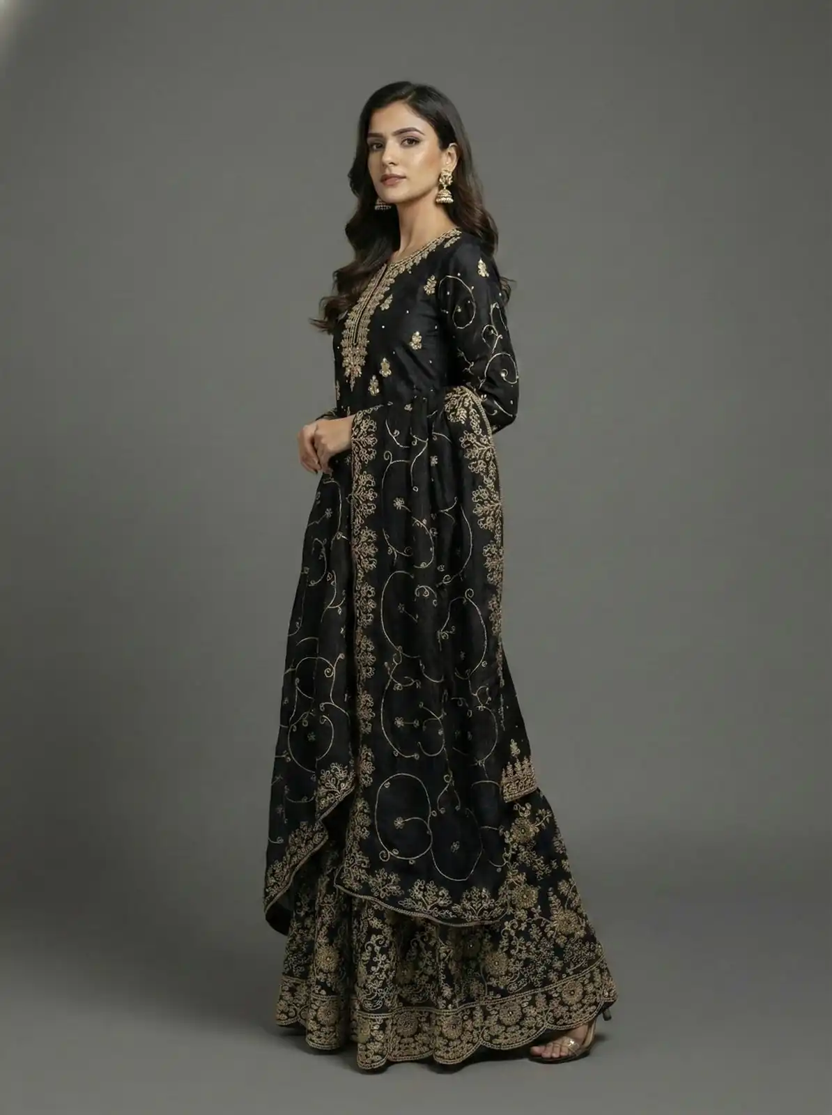 Black Organza Silk Embroidery Lace Work Salwar Suit | Jump Suits, Salwar suit, Casual Suits, Creative suits, Designer Suits, Palazzo Suits, Party Wear Suits, Patiala Suits, Straight Suits