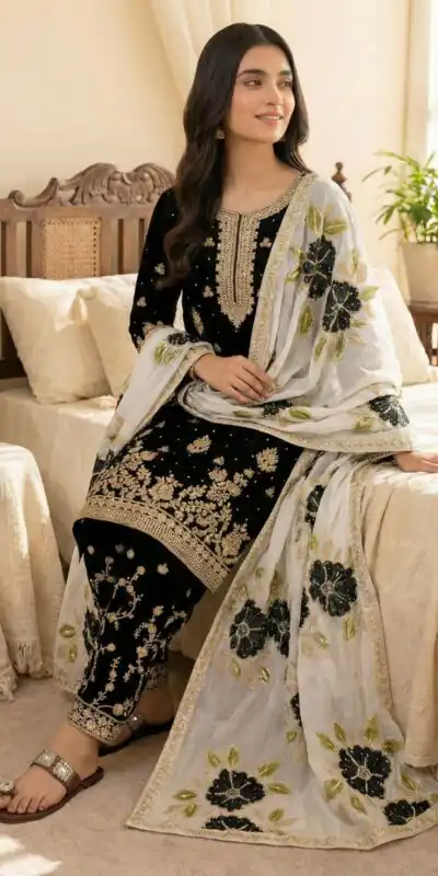 Black Organza Silk Lace Embroidery Work Salwar Suit | Jump Suits, Salwar suit, Casual Suits, Creative suits, Designer Suits, Palazzo Suits, Party Wear Suits, Patiala Suits, Straight Suits