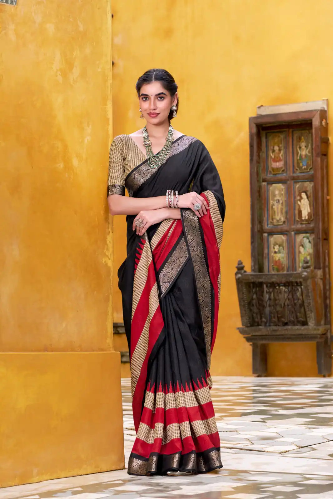 Black Poly Cotton Printed Zari Saree | Sarees, Bollywood Sarees, Creative Sarees, Designer Sarees, Embroidered Sarees, Ethnic Saree, Modern Digital sarees, Party Wear Sarees