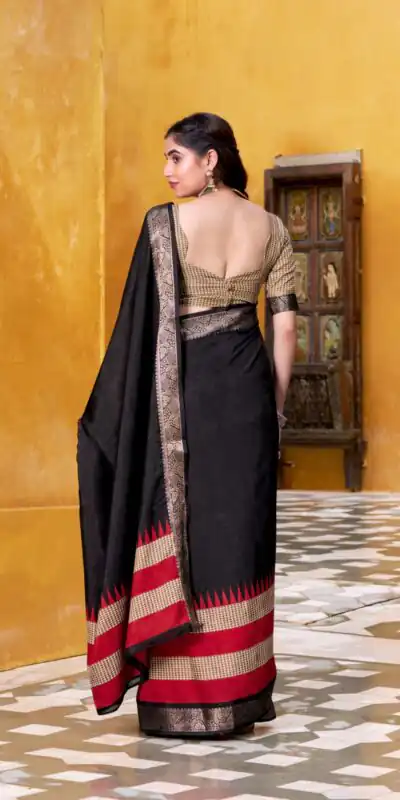 Black Poly Cotton Printed Zari Saree | Sarees, Bollywood Sarees, Creative Sarees, Designer Sarees, Embroidered Sarees, Ethnic Saree, Modern Digital sarees, Party Wear Sarees