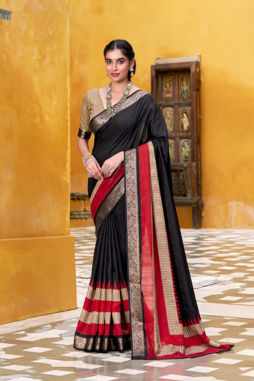 Black Poly Cotton Printed Zari Saree | Sarees, Bollywood Sarees, Creative Sarees, Designer Sarees, Embroidered Sarees, Ethnic Saree, Modern Digital sarees, Party Wear Sarees
