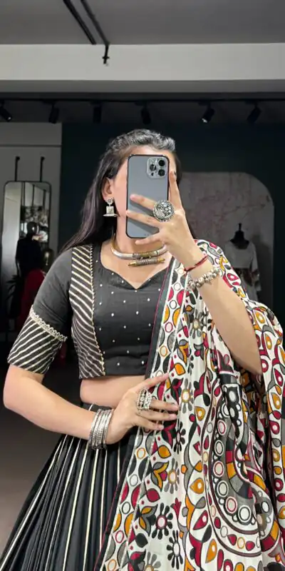 Black Pure Chanderi Zari Work Gotta Patti Lehenga Choli | Lehenga, Bollywood Lehenga, Creative Lehenga, Designer Lehenga, Embroidered Lehenga, Party Wear Lehenga