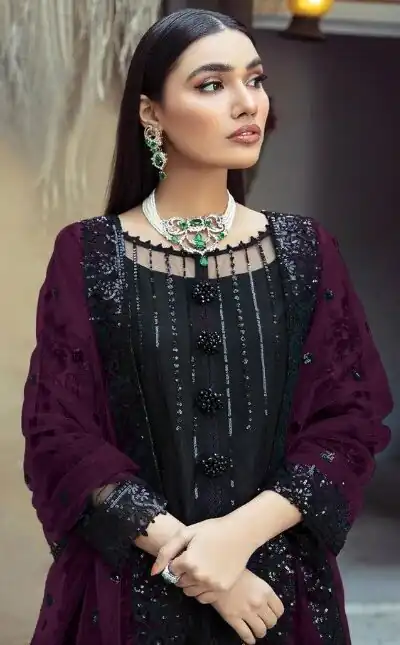 Black & Purple Georgette Embroidery Work Salwar Suit | Salwar suit, Casual Suits, Creative suits, Designer Suits, Palazzo Suits, Party Wear Suits, Patiala Suits, Straight Suits