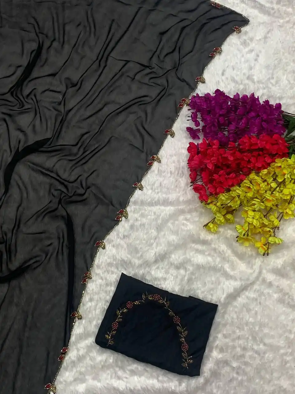 Black Rangoli Silk Handwork And Cutwork With Pearl Saree | Sarees, Bollywood Sarees, Creative Sarees, Designer Sarees, Embroidered Sarees, Ethnic Saree, Modern Digital sarees, Party Wear Sarees