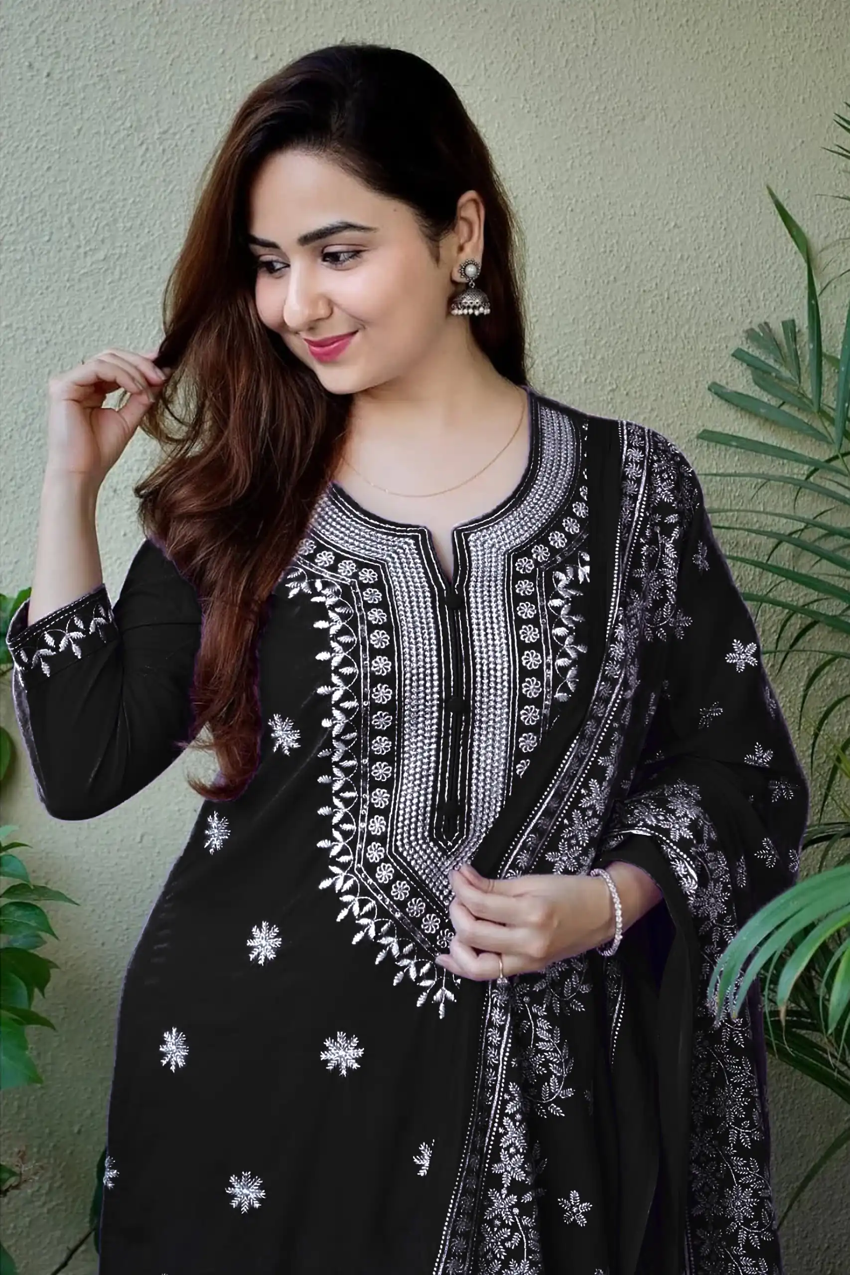 Black Rayon Cotton Embroidery Work Salwar Suit | Jump Suits, Salwar suit, Casual Suits, Creative suits, Designer Suits, Palazzo Suits, Party Wear Suits, Patiala Suits, Straight Suits
