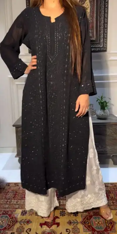 Black Rayon Embroidery Foil Thread Work Salwar Suit | Jump Suits, Salwar suit, Casual Suits, Creative suits, Designer Suits, Palazzo Suits, Party Wear Suits, Patiala Suits, Straight Suits