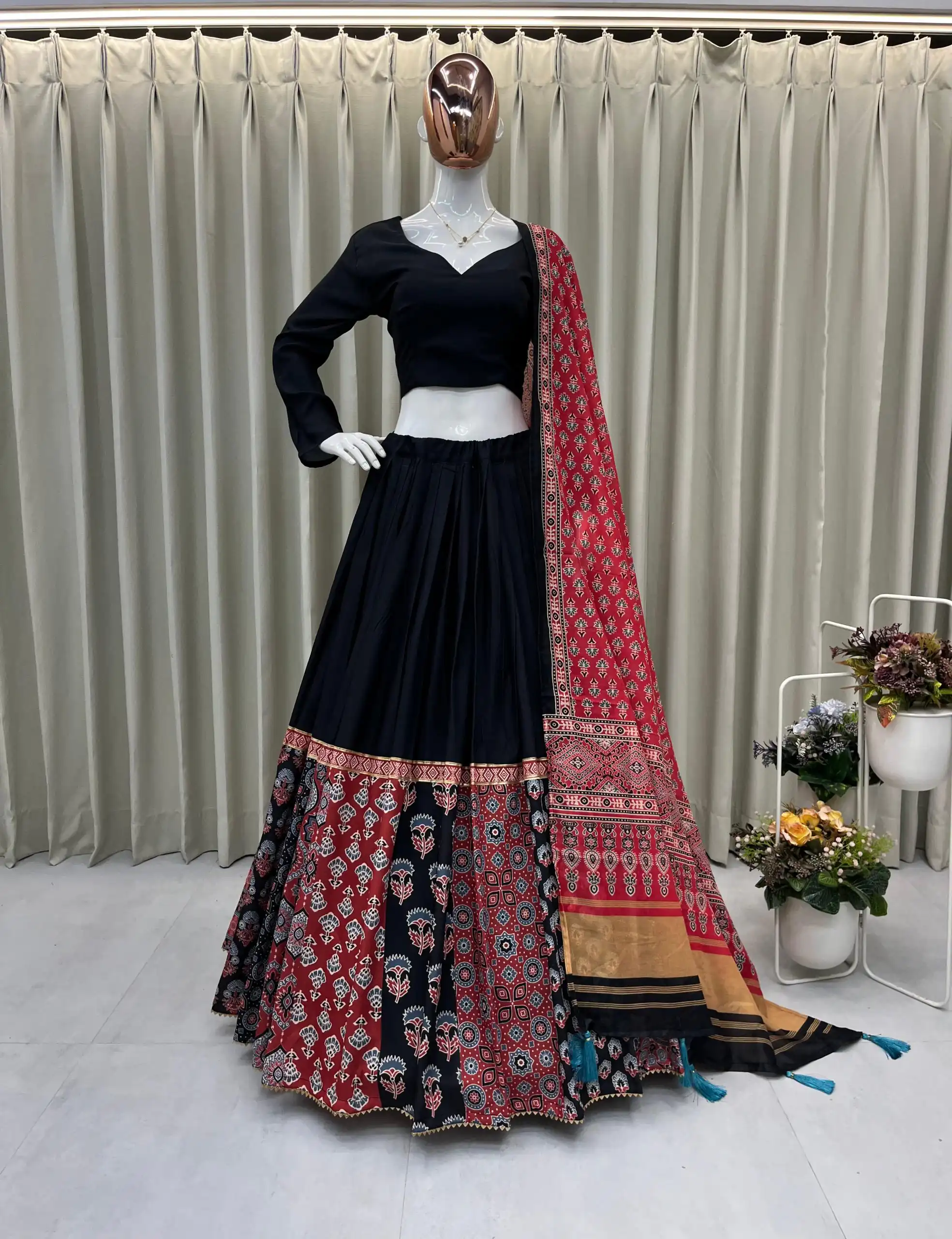 Black Rayon Print Lehenga Choli | Lehenga, Bollywood Lehenga, Creative Lehenga, Designer Lehenga, Embroidered Lehenga, Party Wear Lehenga