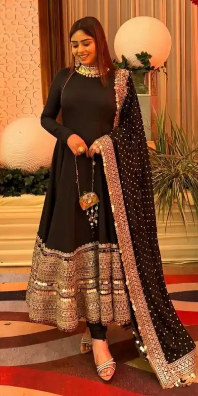 Black Roman Silk Embroidery Lace Work Gown | Gowns, Bollywood Gowns, Creative Gowns, Designer Gowns, Embroidered Gowns, Party Wear Gowns