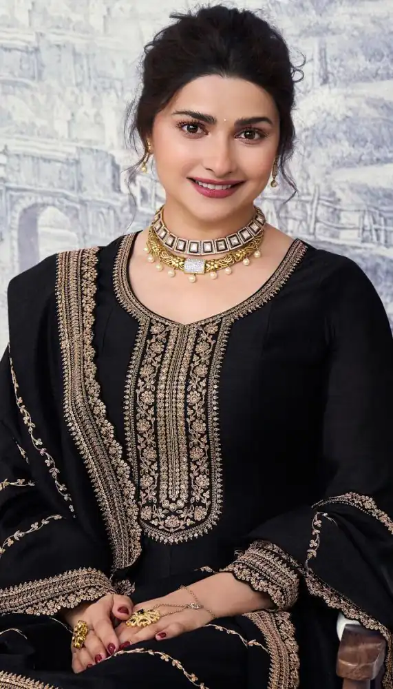 Black Silk Georgette Embroidery Work Salwar Suit | Jump Suits, Salwar suit, Casual Suits, Creative suits, Designer Suits, Palazzo Suits, Party Wear Suits, Patiala Suits, Straight Suits