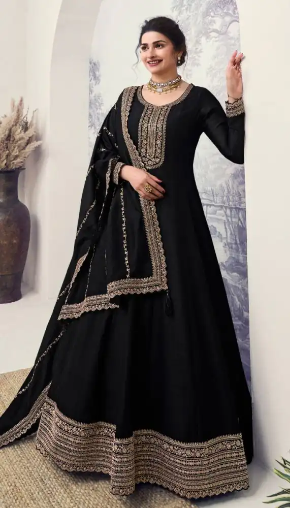 Black Silk Georgette Embroidery Work Salwar Suit | Jump Suits, Salwar suit, Casual Suits, Creative suits, Designer Suits, Palazzo Suits, Party Wear Suits, Patiala Suits, Straight Suits
