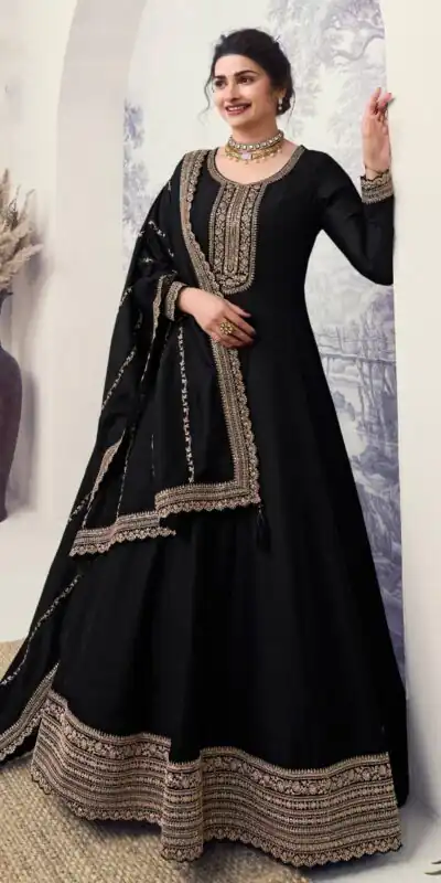 Black Silk Georgette with Embroidery Work Anarkal Suit | Anarkali Suits, Bollywood Anarkali, Creative-Anarkali, Designer Anarkali, Embroidered Anarkali, Party Wear Anarkali