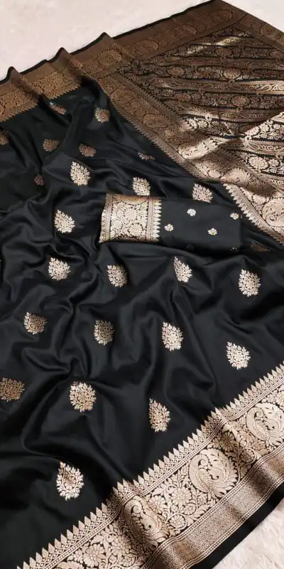 Black Soft Banarasi Cotton Silk Zari Work Saree | Sarees, Bollywood Sarees, Creative Sarees, Designer Sarees, Embroidered Sarees, Ethnic Saree, Modern Digital sarees, Party Wear Sarees