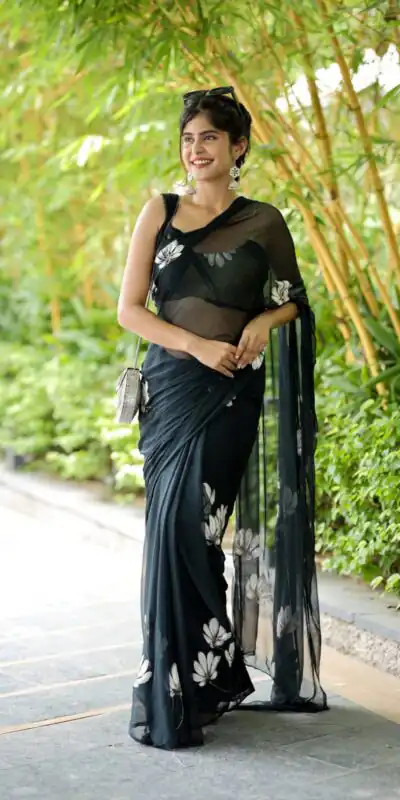 Black Soft Georgette Silk All Over Saree | Sarees, Bollywood Sarees, Creative Sarees, Designer Sarees, Embroidered Sarees, Ethnic Saree, Modern Digital sarees, Party Wear Sarees