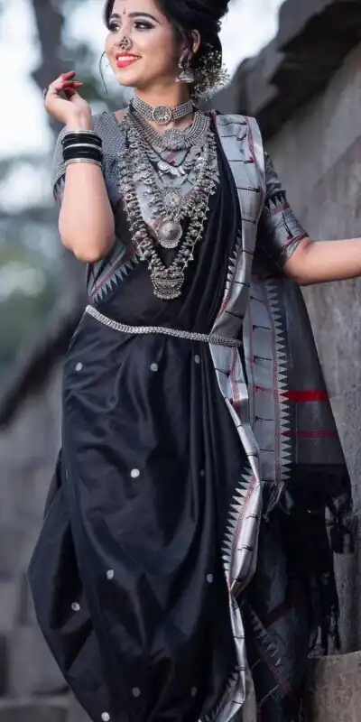 Black Soft Lichi Silk All Over Border Work Saree | Sarees, Bollywood Sarees, Creative Sarees, Designer Sarees, Embroidered Sarees, Ethnic Saree, Modern Digital sarees, Party Wear Sarees