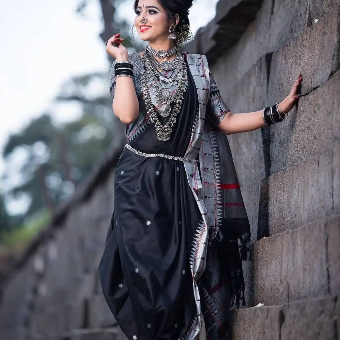 Black Soft Lichi Silk All Over Border Work Saree | Sarees, Bollywood Sarees, Creative Sarees, Designer Sarees, Embroidered Sarees, Ethnic Saree, Modern Digital sarees, Party Wear Sarees