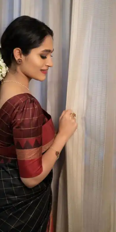 Black Soft Lichi Silk Jacquard Saree | Sarees, Bollywood Sarees, Creative Sarees, Designer Sarees, Embroidered Sarees, Ethnic Saree, Modern Digital sarees, Party Wear Sarees
