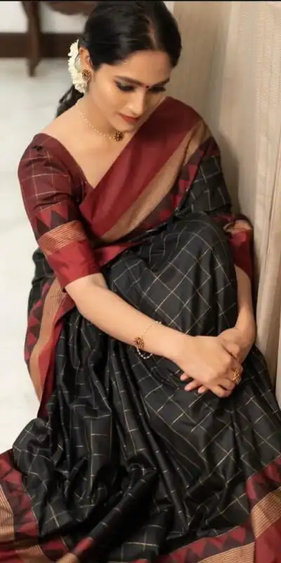 Black Soft Lichi Silk Jacquard Saree | Sarees, Bollywood Sarees, Creative Sarees, Designer Sarees, Embroidered Sarees, Ethnic Saree, Modern Digital sarees, Party Wear Sarees