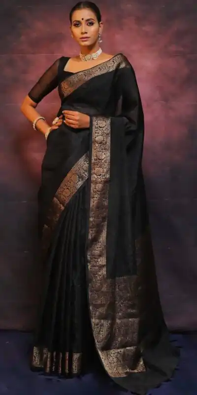 Black Soft Lichi Silk Lace Border Saree | Sarees, Bollywood Sarees, Creative Sarees, Designer Sarees, Embroidered Sarees, Ethnic Saree, Modern Digital sarees, Party Wear Sarees