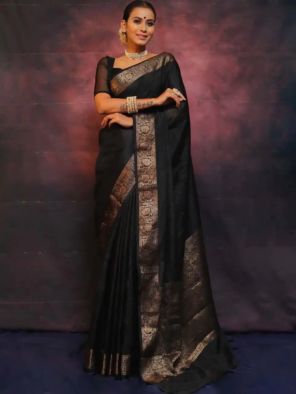 Black Soft Lichi Silk Lace Border Saree | Sarees, Bollywood Sarees, Creative Sarees, Designer Sarees, Embroidered Sarees, Ethnic Saree, Modern Digital sarees, Party Wear Sarees