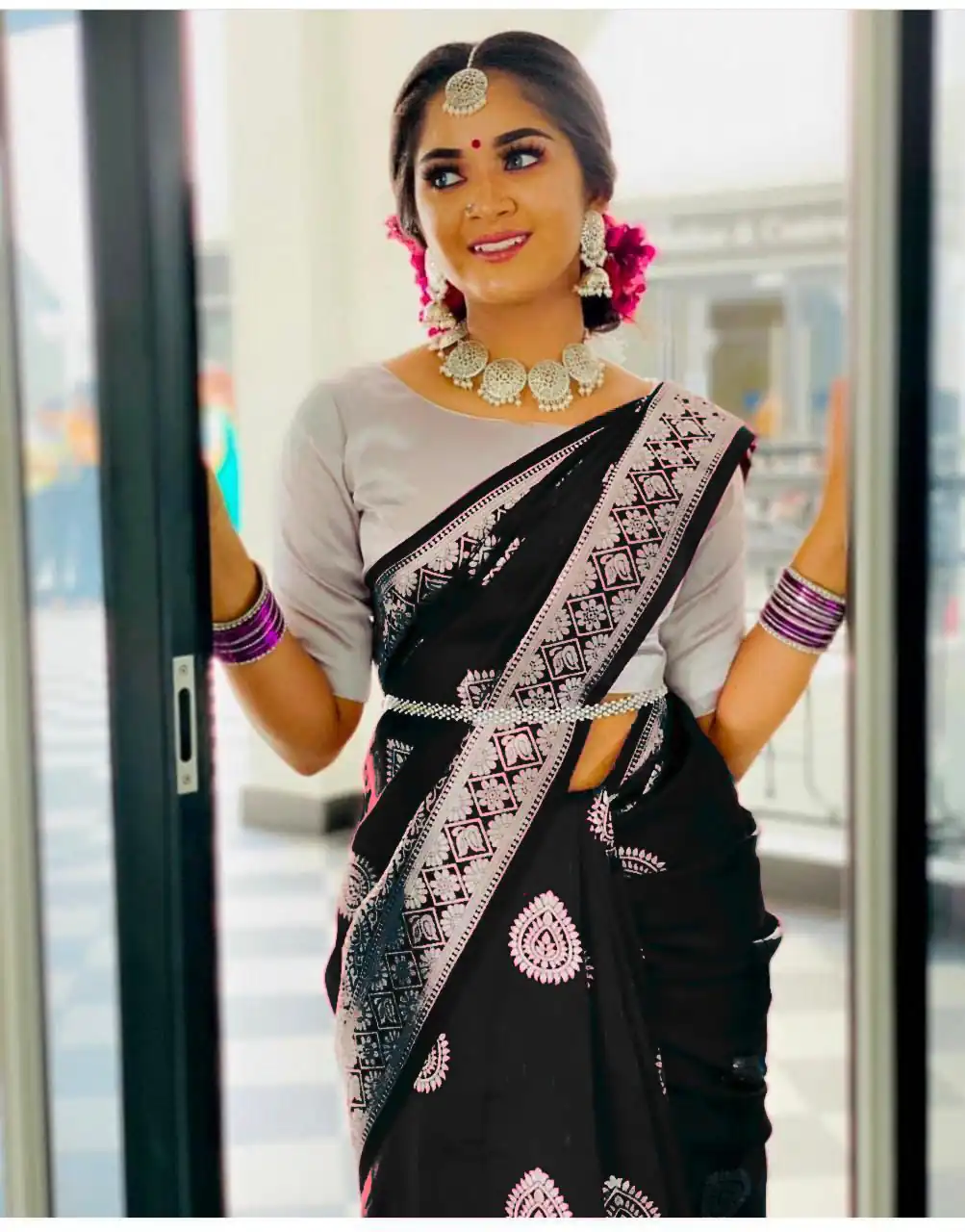 Black Soft Lichi Silk Lace Work Border Saree | Sarees, Bollywood Sarees, Creative Sarees, Designer Sarees, Embroidered Sarees, Ethnic Saree, Modern Digital sarees, Party Wear Sarees