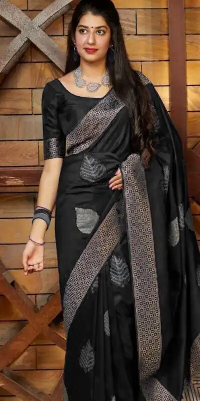 Black Soft Lichi Silk Saree | Sarees, Bollywood Sarees, Creative Sarees, Designer Sarees, Embroidered Sarees, Ethnic Saree, Modern Digital sarees, Party Wear Sarees