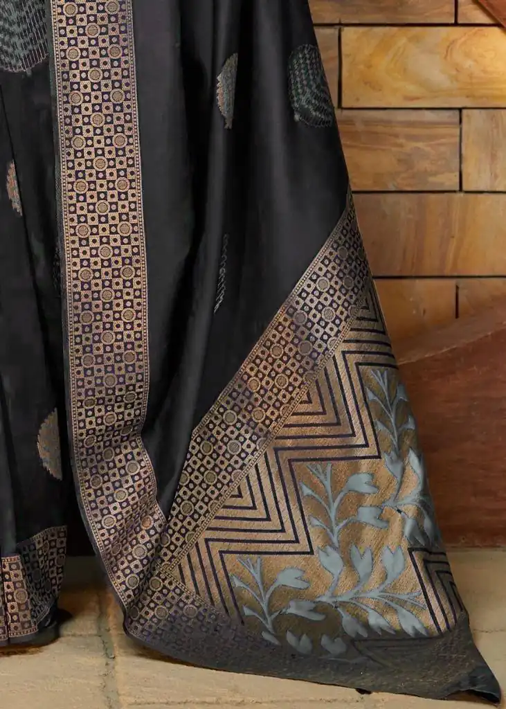 Black Soft Lichi Silk Saree | Sarees, Bollywood Sarees, Creative Sarees, Designer Sarees, Embroidered Sarees, Ethnic Saree, Modern Digital sarees, Party Wear Sarees