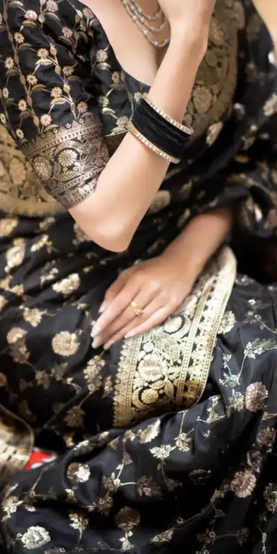 Black Soft Lichi Silk With Jacquard Work Saree | Sarees, Bollywood Sarees, Creative Sarees, Designer Sarees, Embroidered Sarees, Ethnic Saree, Modern Digital sarees, Party Wear Sarees