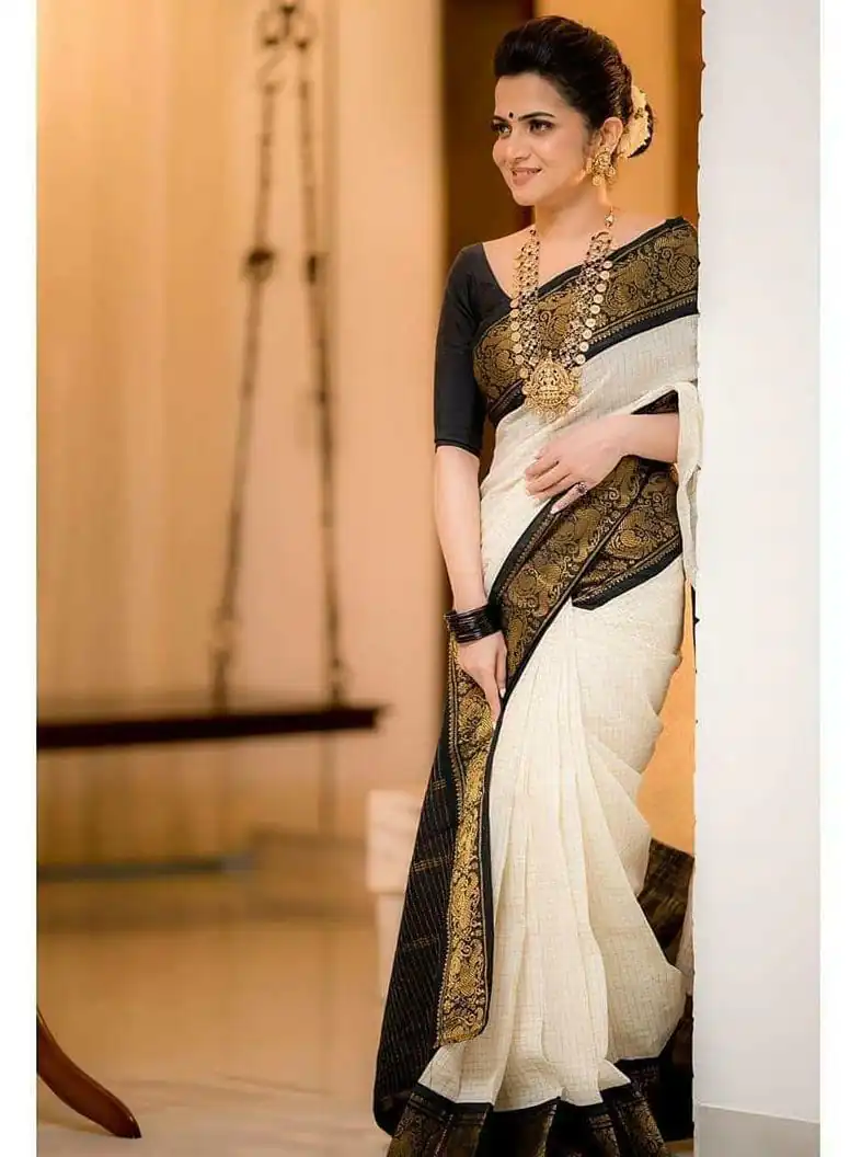 Black Soft Lichi Silk With Lace Saree | Sarees, Bollywood Sarees, Creative Sarees, Designer Sarees, Embroidered Sarees, Ethnic Saree, Modern Digital sarees, Party Wear Sarees