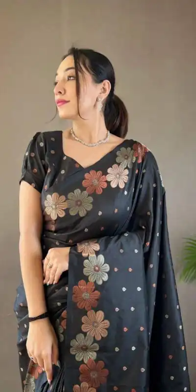 Black Soft Litchi Silk Kubera Pattu Saree | Sarees, Bollywood Sarees, Creative Sarees, Designer Sarees, Embroidered Sarees, Ethnic Saree, Modern Digital sarees, Party Wear Sarees