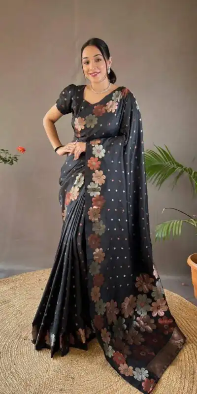 Black Soft Litchi Silk Kubera Pattu Saree | Sarees, Bollywood Sarees, Creative Sarees, Designer Sarees, Embroidered Sarees, Ethnic Saree, Modern Digital sarees, Party Wear Sarees
