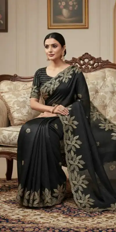 Black Soft Organza Silk With Sequins Work Saree | Sarees, Bollywood Sarees, Creative Sarees, Designer Sarees, Embroidered Sarees, Ethnic Saree, Modern Digital sarees, Party Wear Sarees