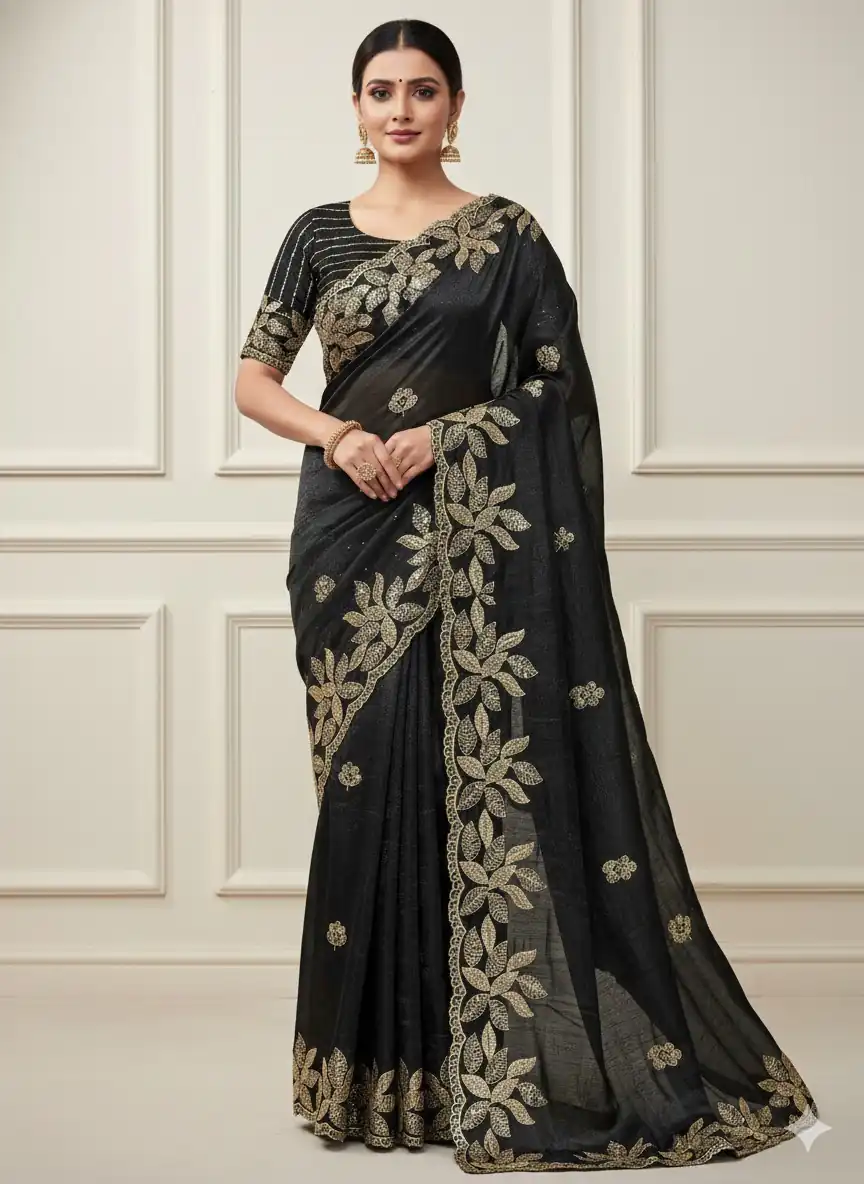 Black Soft Organza Silk With Sequins Work Saree | Sarees, Bollywood Sarees, Creative Sarees, Designer Sarees, Embroidered Sarees, Ethnic Saree, Modern Digital sarees, Party Wear Sarees