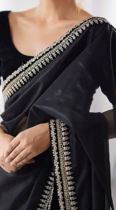 Black Soft Twil Net Silk Embroidery Work Saree | Sarees, Bollywood Sarees, Creative Sarees, Designer Sarees, Embroidered Sarees, Ethnic Saree, Modern Digital sarees, Party Wear Sarees