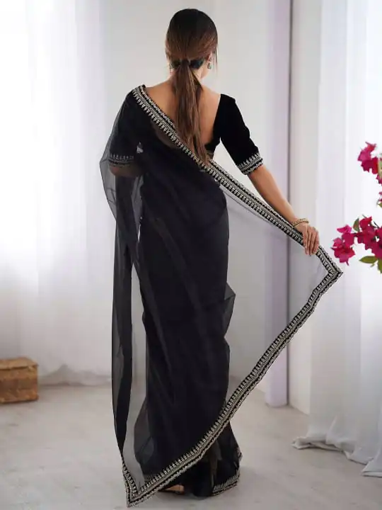 Black Soft Twil Net Silk Embroidery Work Saree | Sarees, Bollywood Sarees, Creative Sarees, Designer Sarees, Embroidered Sarees, Ethnic Saree, Modern Digital sarees, Party Wear Sarees