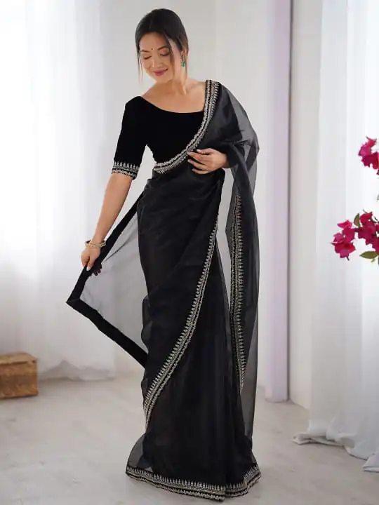 Black Soft Twil Net Silk Embroidery Work Saree | Sarees, Bollywood Sarees, Creative Sarees, Designer Sarees, Embroidered Sarees, Ethnic Saree, Modern Digital sarees, Party Wear Sarees