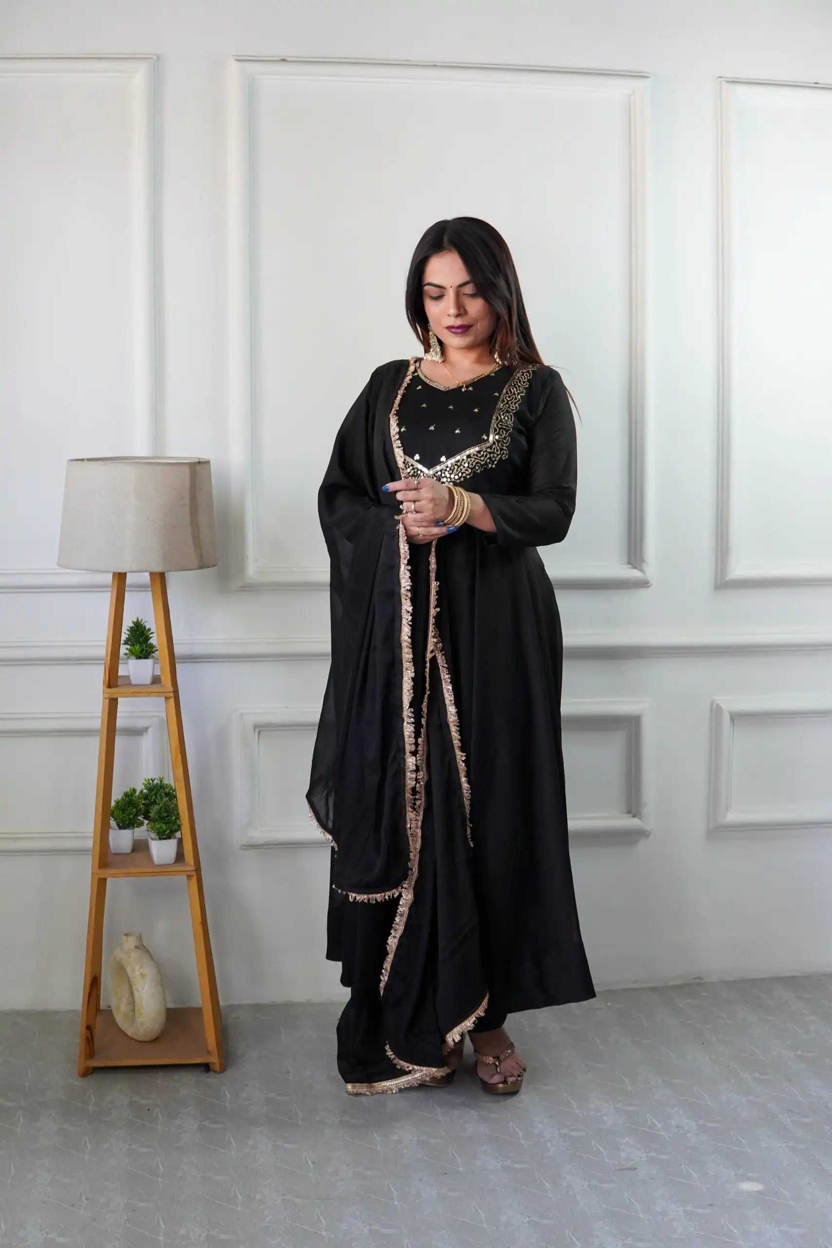 Black Star Georgette Embroidery Lace Work Gown | Gowns, Bollywood Gowns, Creative Gowns, Designer Gowns, Embroidered Gowns, Party Wear Gowns
