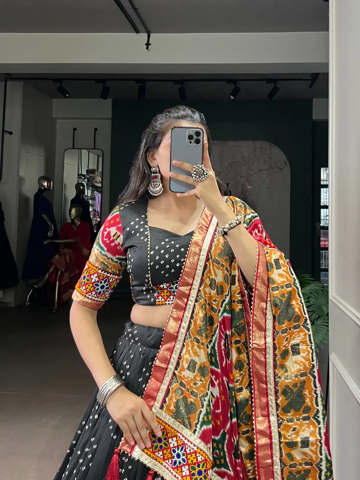 Black Tasar Silk Gamthi Work Lehenga Choli | Lehenga, Bollywood Lehenga, Creative Lehenga, Designer Lehenga, Embroidered Lehenga, Party Wear Lehenga