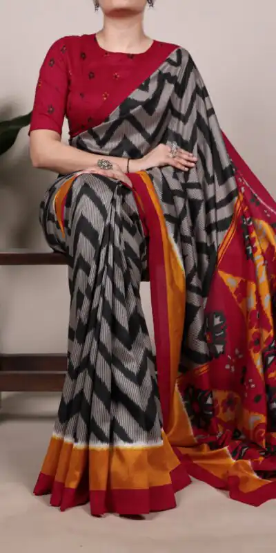 Black Tasar Silk Saree | Sarees, Bollywood Sarees, Creative Sarees, Designer Sarees, Embroidered Sarees, Ethnic Saree, Modern Digital sarees, Party Wear Sarees