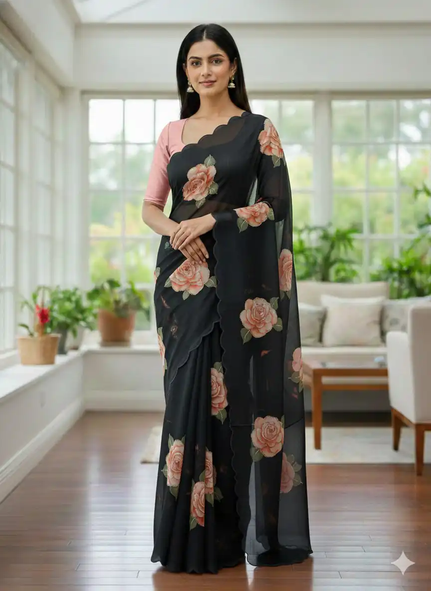 Black TB Organza Digital Print Saree | Sarees, Bollywood Sarees, Creative Sarees, Designer Sarees, Embroidered Sarees, Ethnic Saree, Modern Digital sarees, Party Wear Sarees