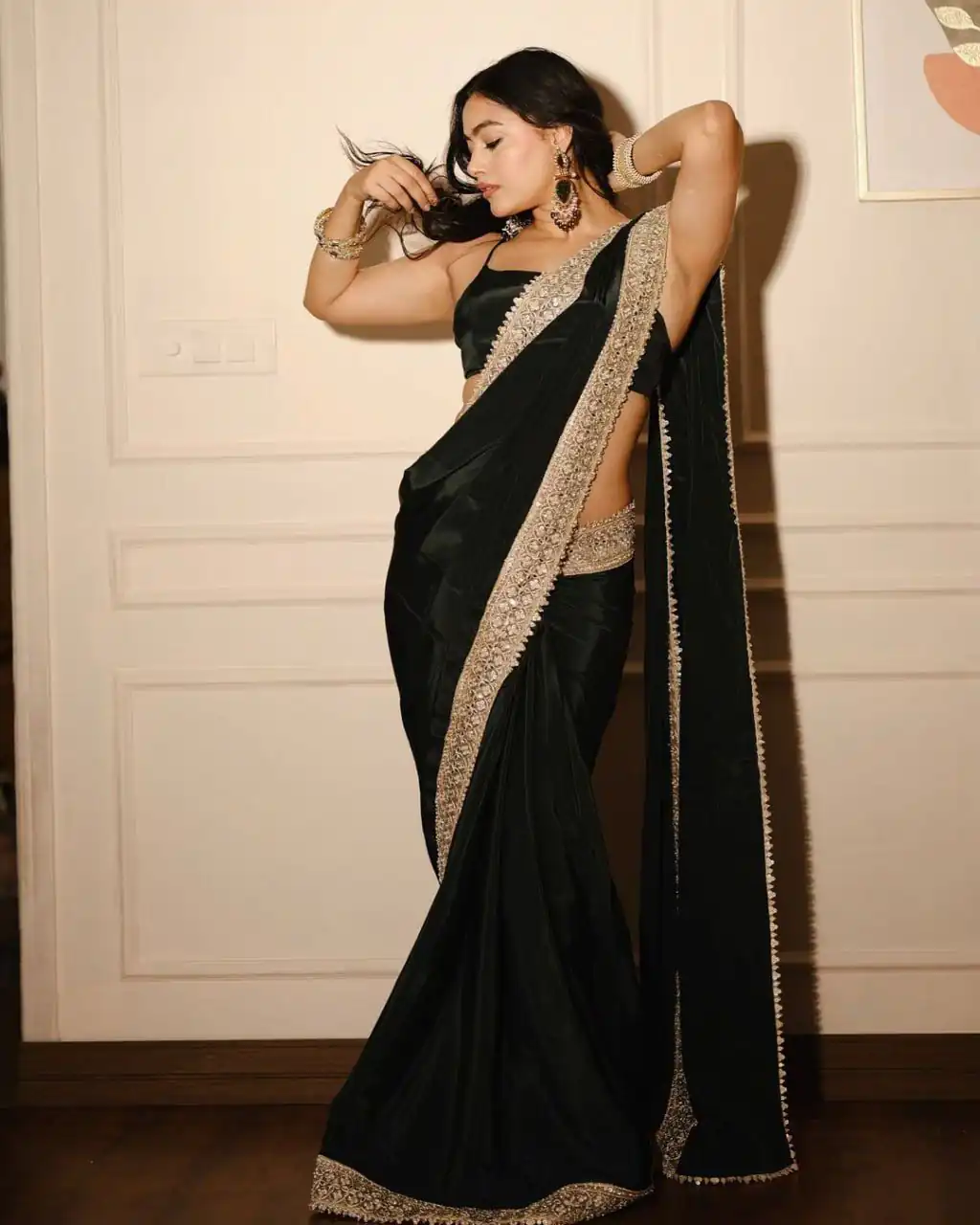 Black VI Chitra Silk Embroidery Sequence Lace Border Saree | Sarees, Bollywood Sarees, Creative Sarees, Designer Sarees, Embroidered Sarees, Ethnic Saree, Modern Digital sarees, Party Wear Sarees